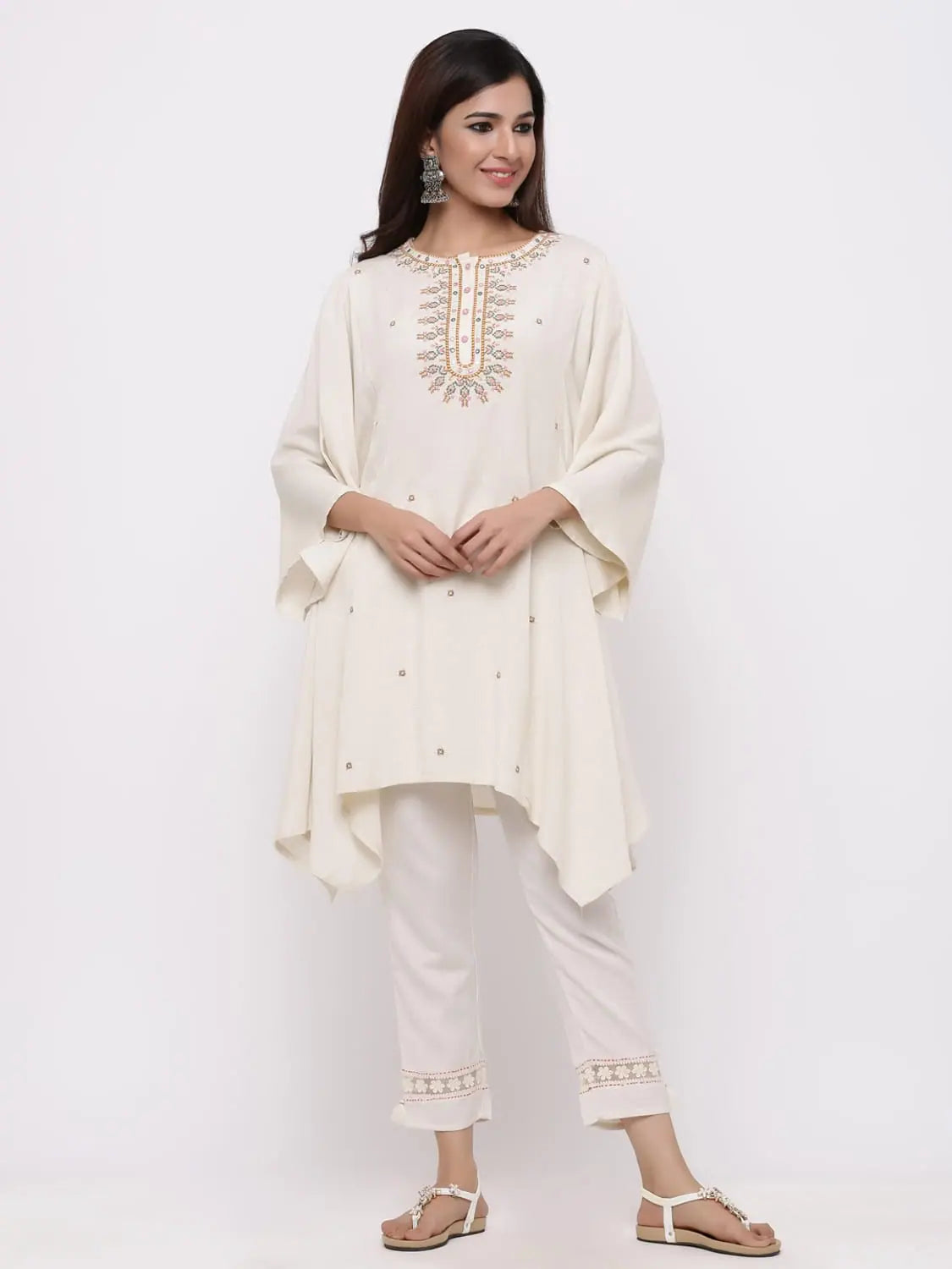 Embroidered Rayon Tunic Top - Indian Kurtis for Women