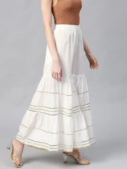 White Cotton Voile Solid Sharara