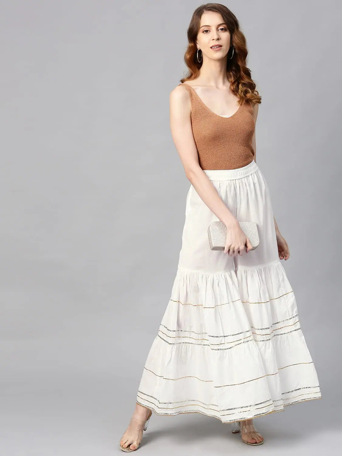 White Cotton Voile Sharara | Palazzo Pants for Women