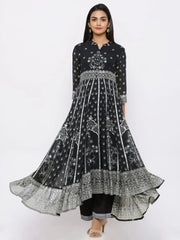 Mint Georgette Printed Anarkali Kurta With Palazzo