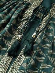Jade Green Rayon Slub Printed Jacket Style Kurta With Pants