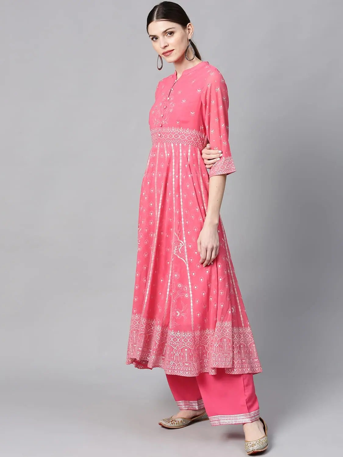 Coral Printed Anarkali Kurta With Palazzo | Palazzo Pants Set