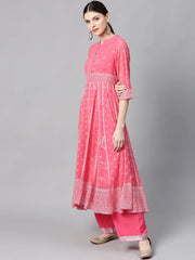 Coral Georgette Printed Anarkali Kurta With Palazzo