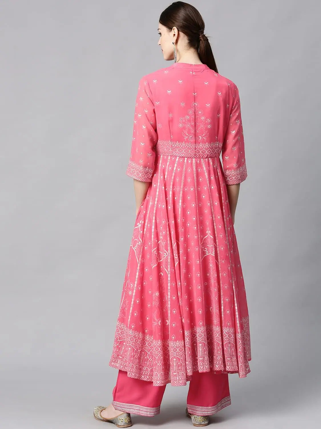 Coral Printed Anarkali Kurta With Palazzo | Palazzo Pants Set