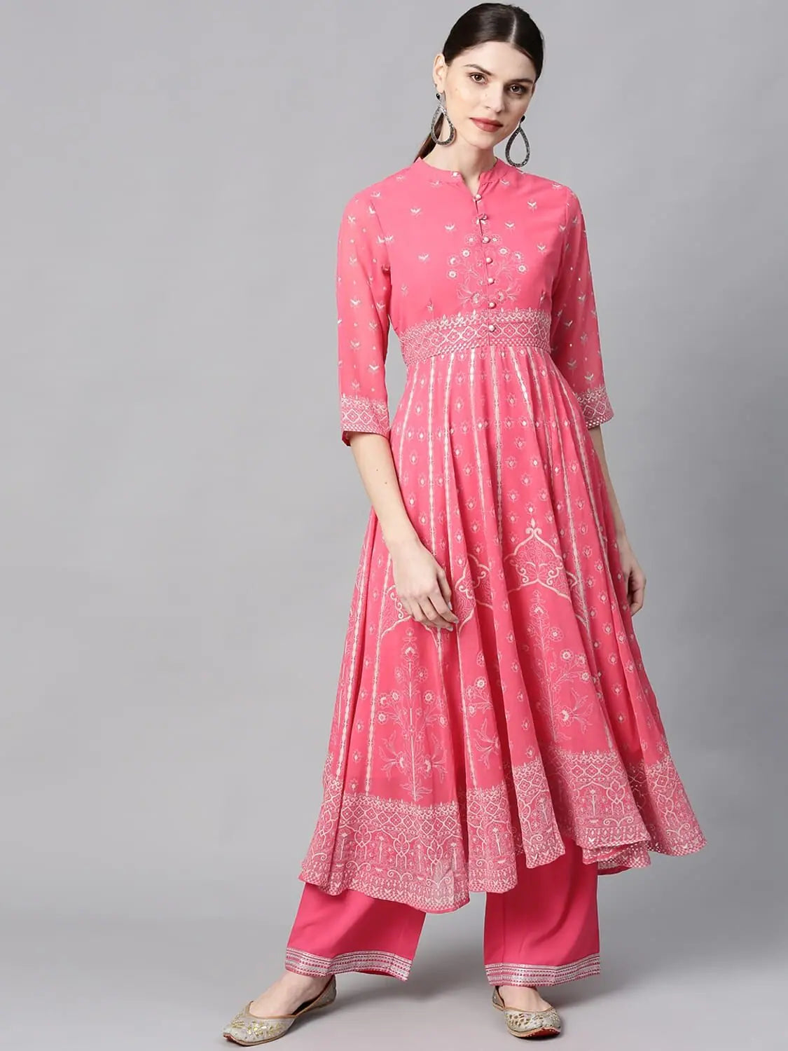 Coral Printed Anarkali Kurta With Palazzo | Palazzo Pants Set