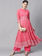 Coral Georgette Printed Anarkali Kurta With Palazzo