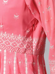 Coral Georgette Printed Anarkali Kurta With Palazzo