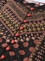 Black Cambric Printed Peplum Crop-Top With Palazzo