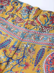Mustard Cotton Voile Printed Flared Palazzo