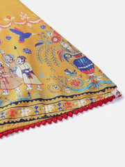 Mustard Cotton Voile Printed Flared Palazzo