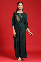 Jadegreen Georgette Printed Anarkali Dress