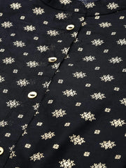 Black Chanderi Printed Layered Kurta