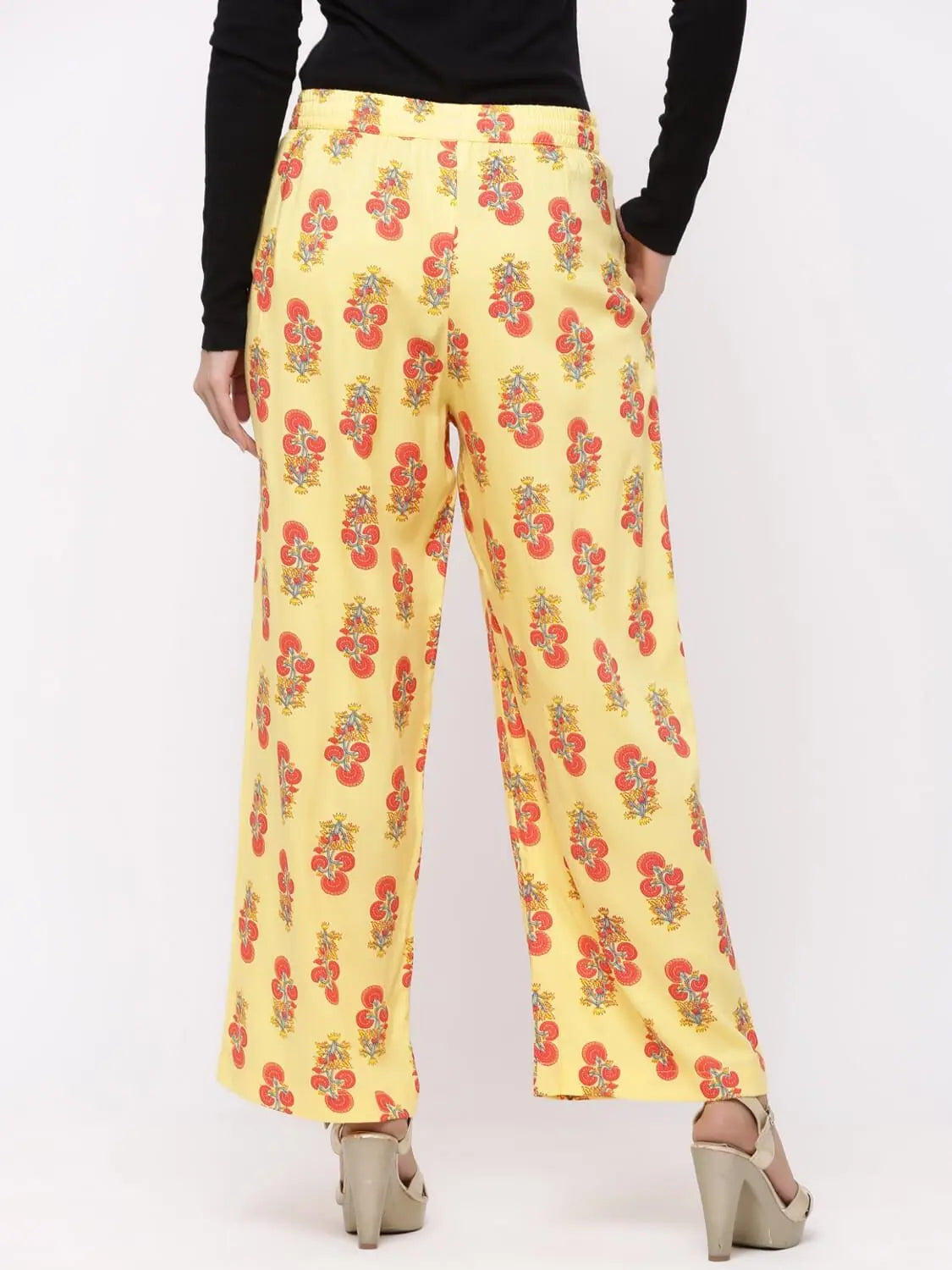 Coral Printed Palazzo Pants | Wide Leg Women's Palazzo Trousers