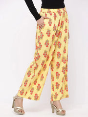 Coral Rayon Printed Wide-Leg Palazzo