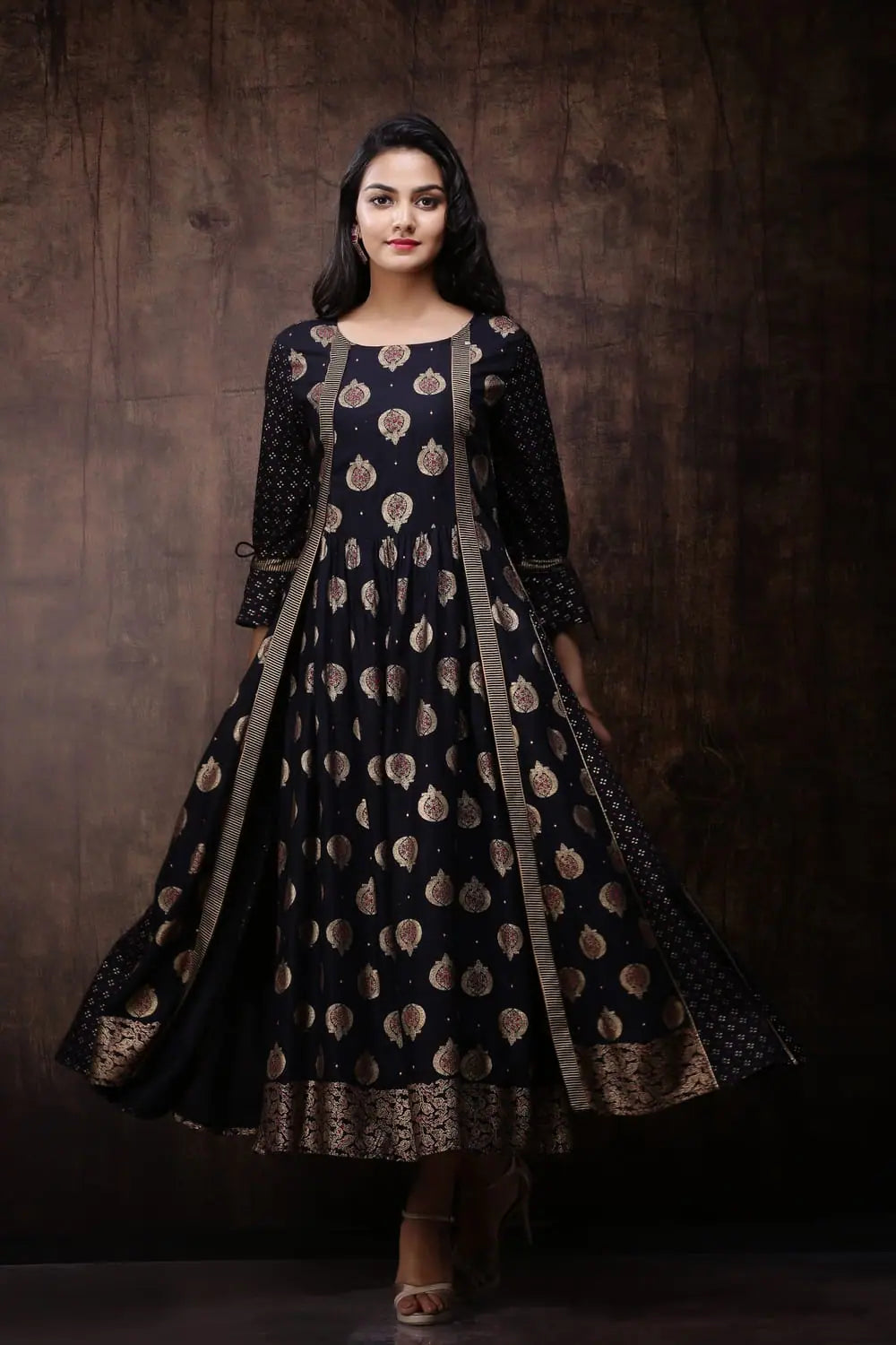 Black Printed Kurta Dress - Shop Indian Dresses Online Now!
