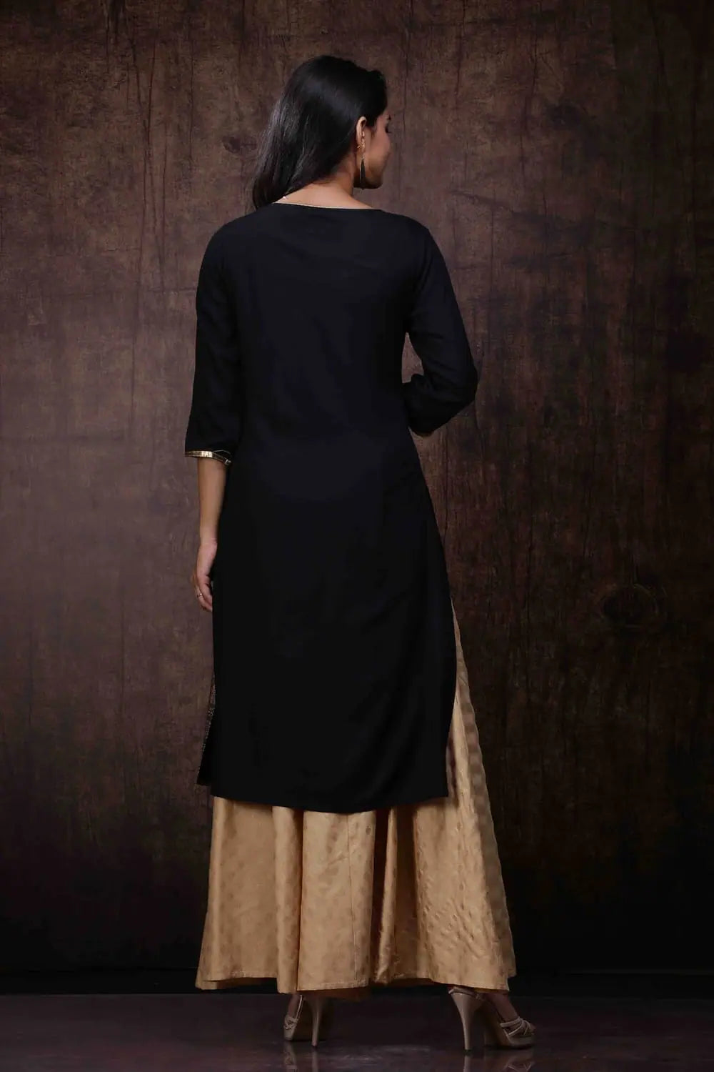Black Rayon Printed Kurta - Stylish Indian Kurtas for Women