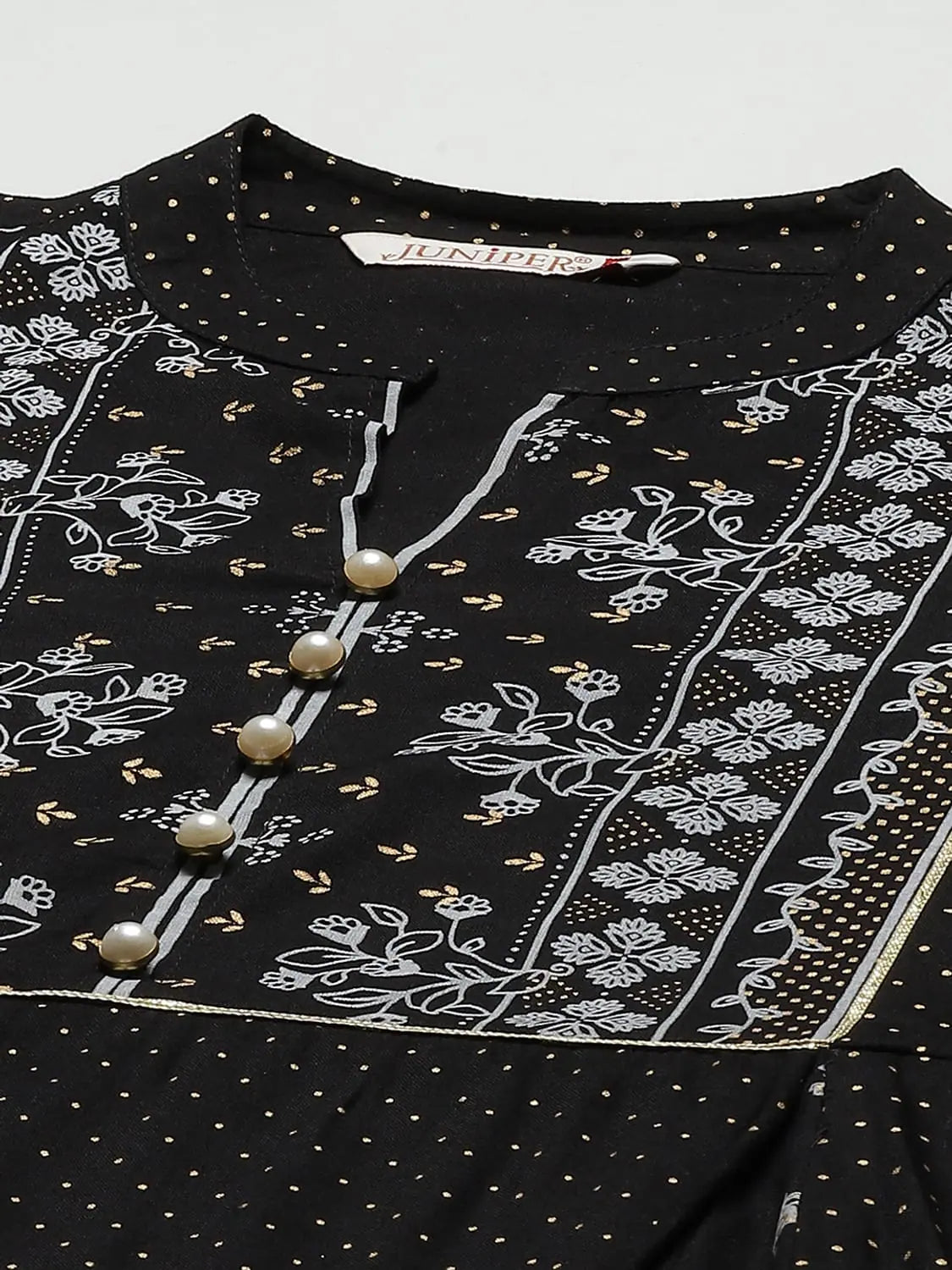 Black Rayon Printed Anarkali Dress | Women's Western Wear