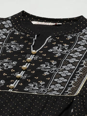 Black Rayon Printed Anarkali Dress
