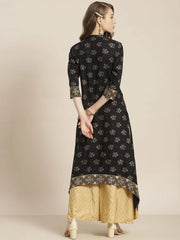 Black Rayon Dobby A-Line Kurta