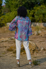 Blue Alphin Chiffon Printed Straight Tunic