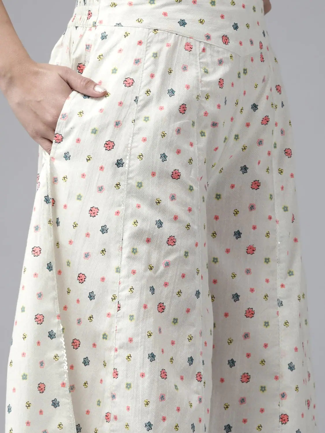 Grey Printed Kurta Palazzo Set | Cotton Comfort & Style