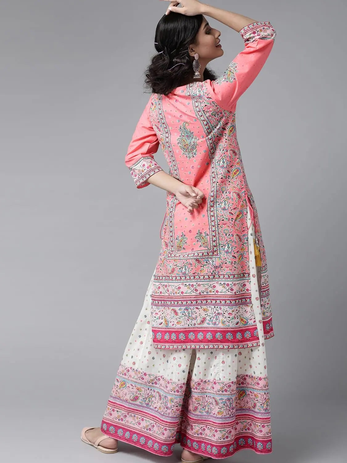 Grey Printed Kurta Palazzo Set | Cotton Comfort & Style