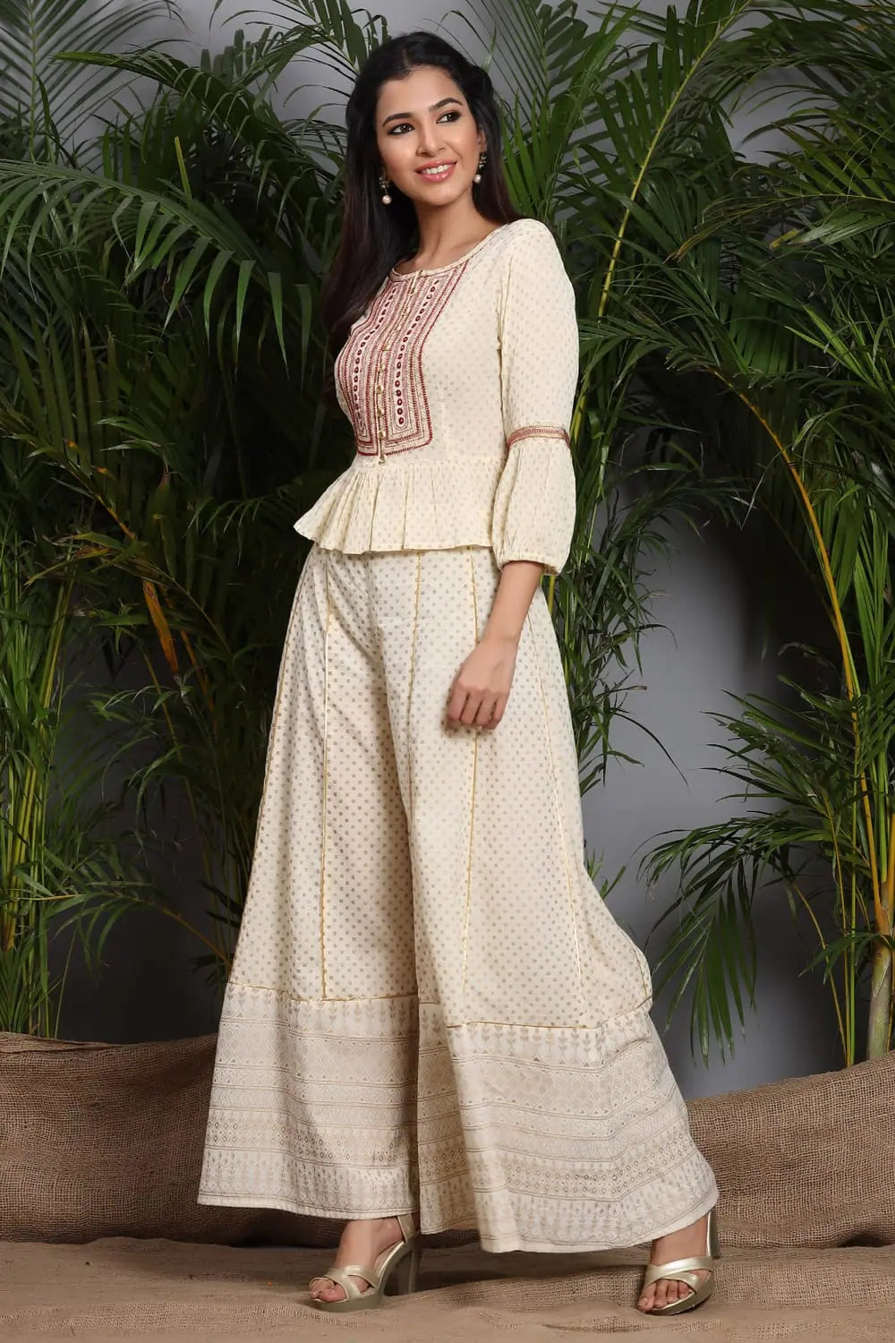 Embroidered Peplum Suit Set: Stylish Indian Suits for Women