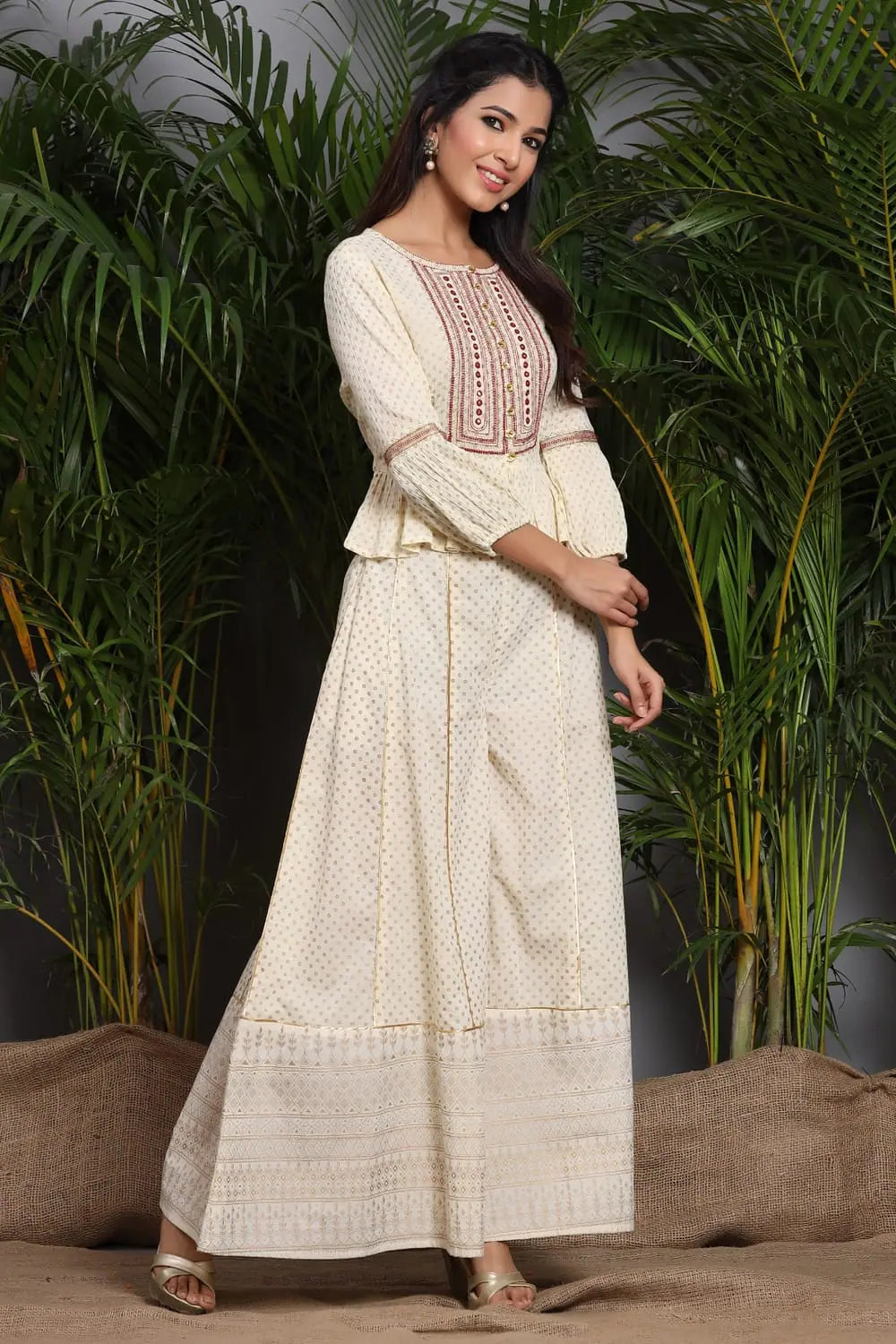 Embroidered Peplum Suit Set: Stylish Indian Suits for Women