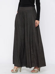 Black Rayon Printed Flared Palazzo