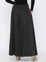 Black Rayon Printed Flared Palazzo
