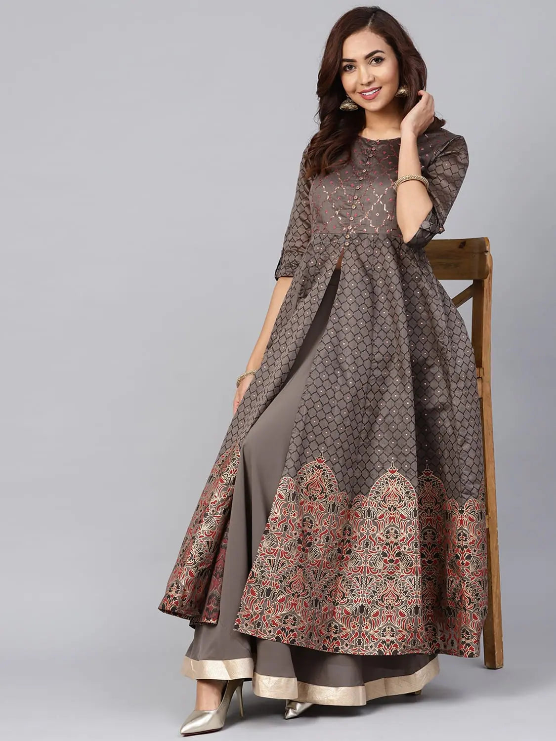 Chanderi Kurta with Skirt - Ethnic Lehenga Inspired Style