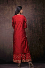 Maroon Chanderi Embroidered 2 Piece Kurta Dress