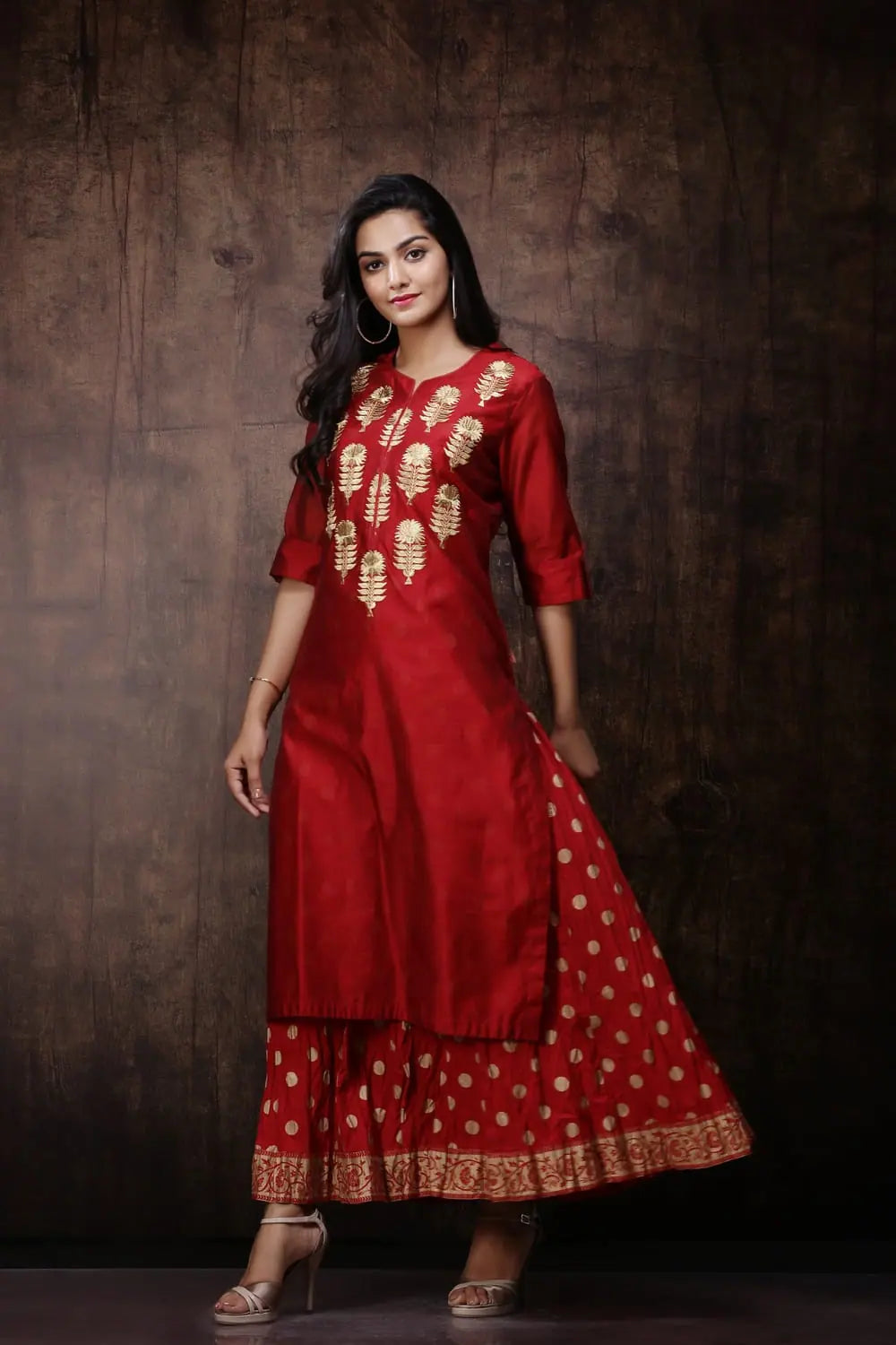 Maroon Embroidered Kurta Dress - Shop Indian Dresses Online