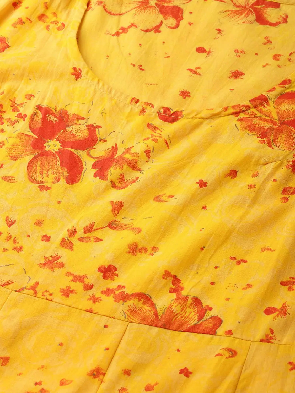 Mustard Chanderi Embroidered Kurta Dress - Indian Dresses Online