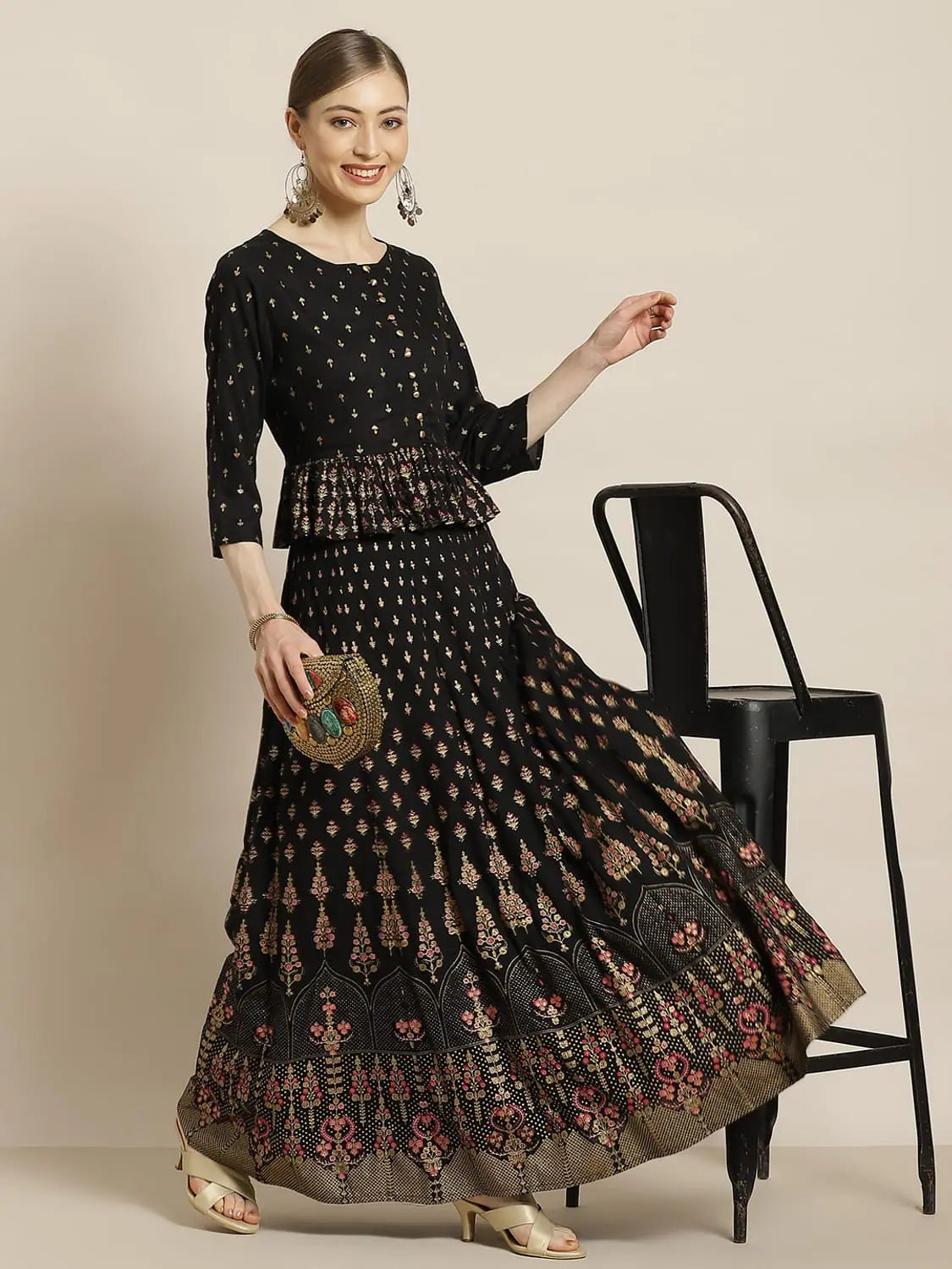 Black Printed Lehenga Choli Set | Chic Indian Kurtis Online
