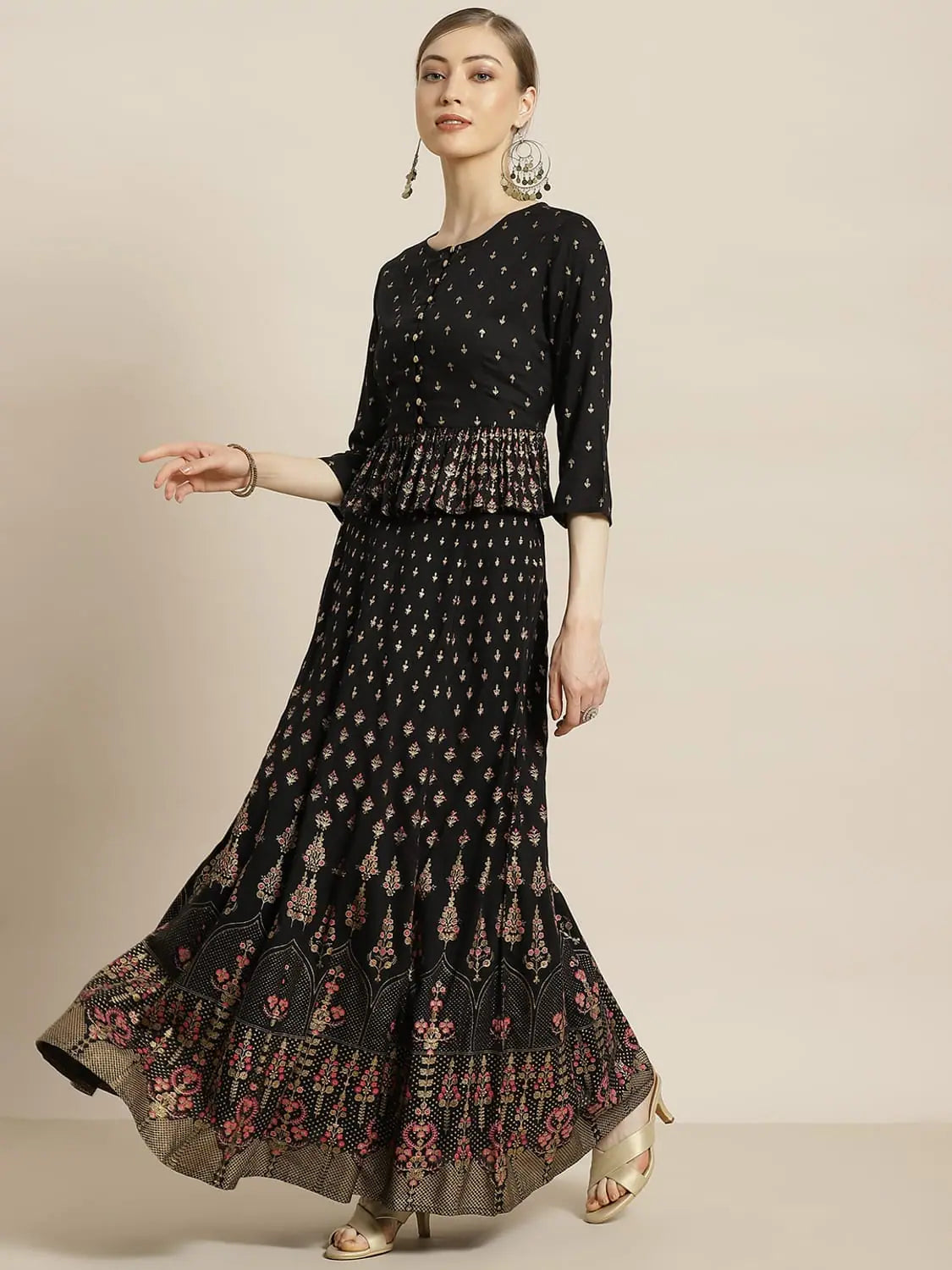 Black Printed Lehenga Choli Set | Chic Indian Kurtis Online