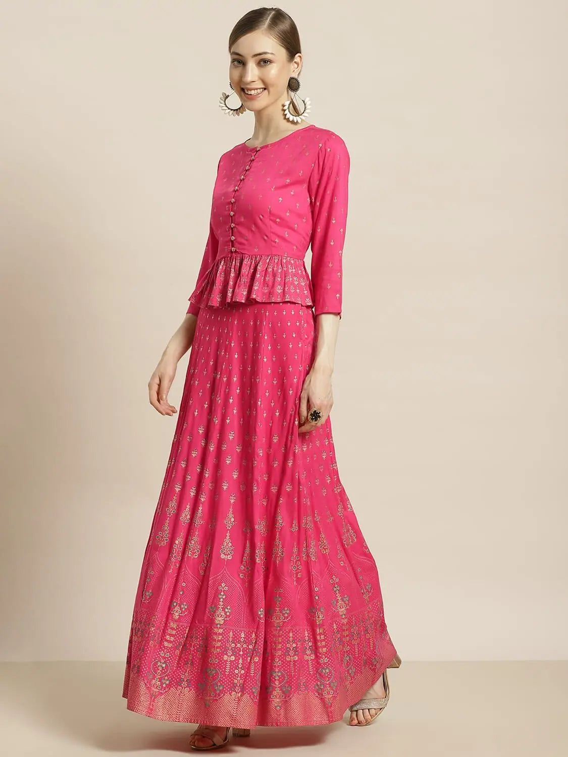 Fuschia Printed Lehenga Choli Set | Stylish Indian Kurtis