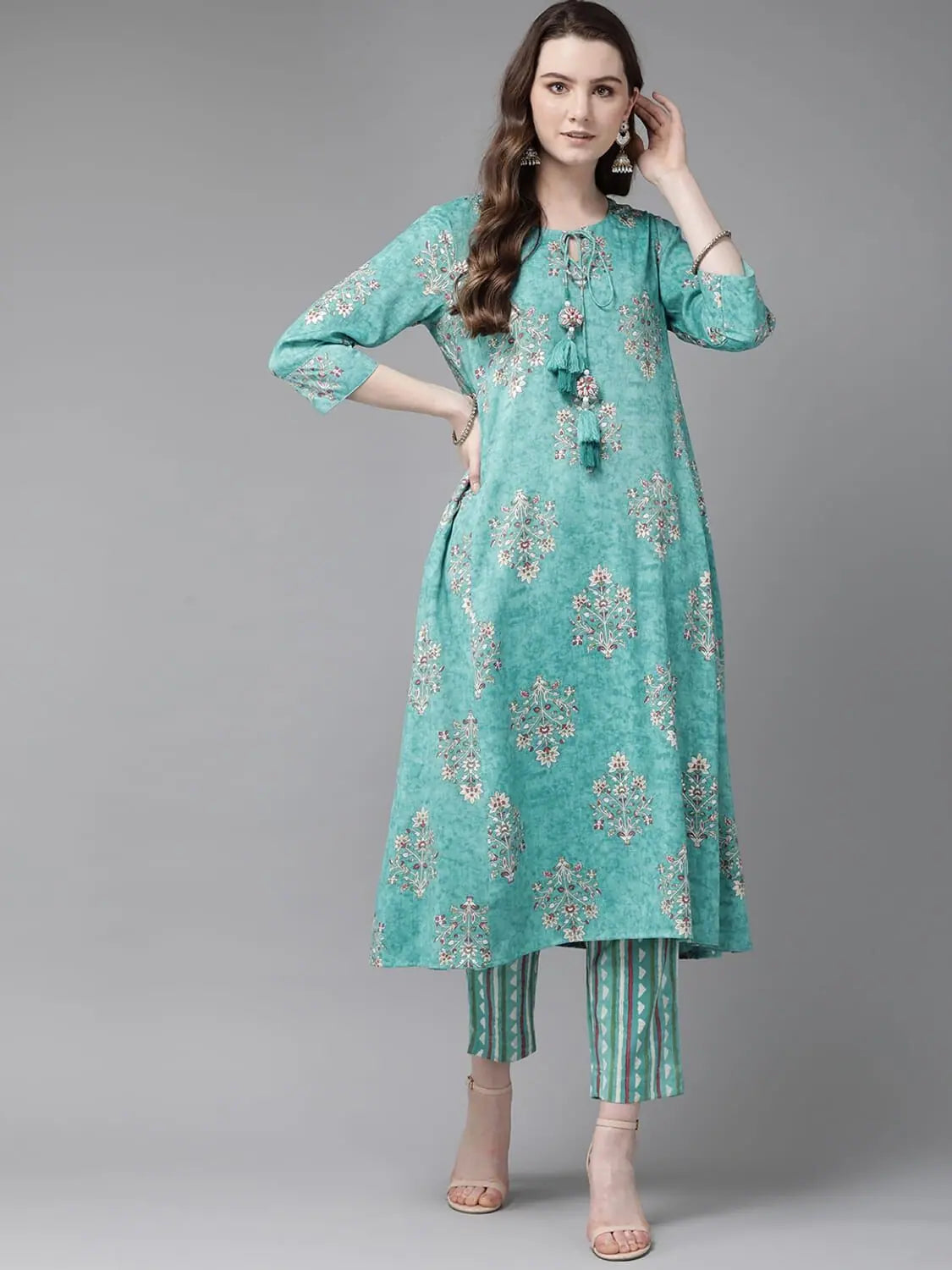 Blue Printed Kurta Set - Stylish Indian Kurta for Women