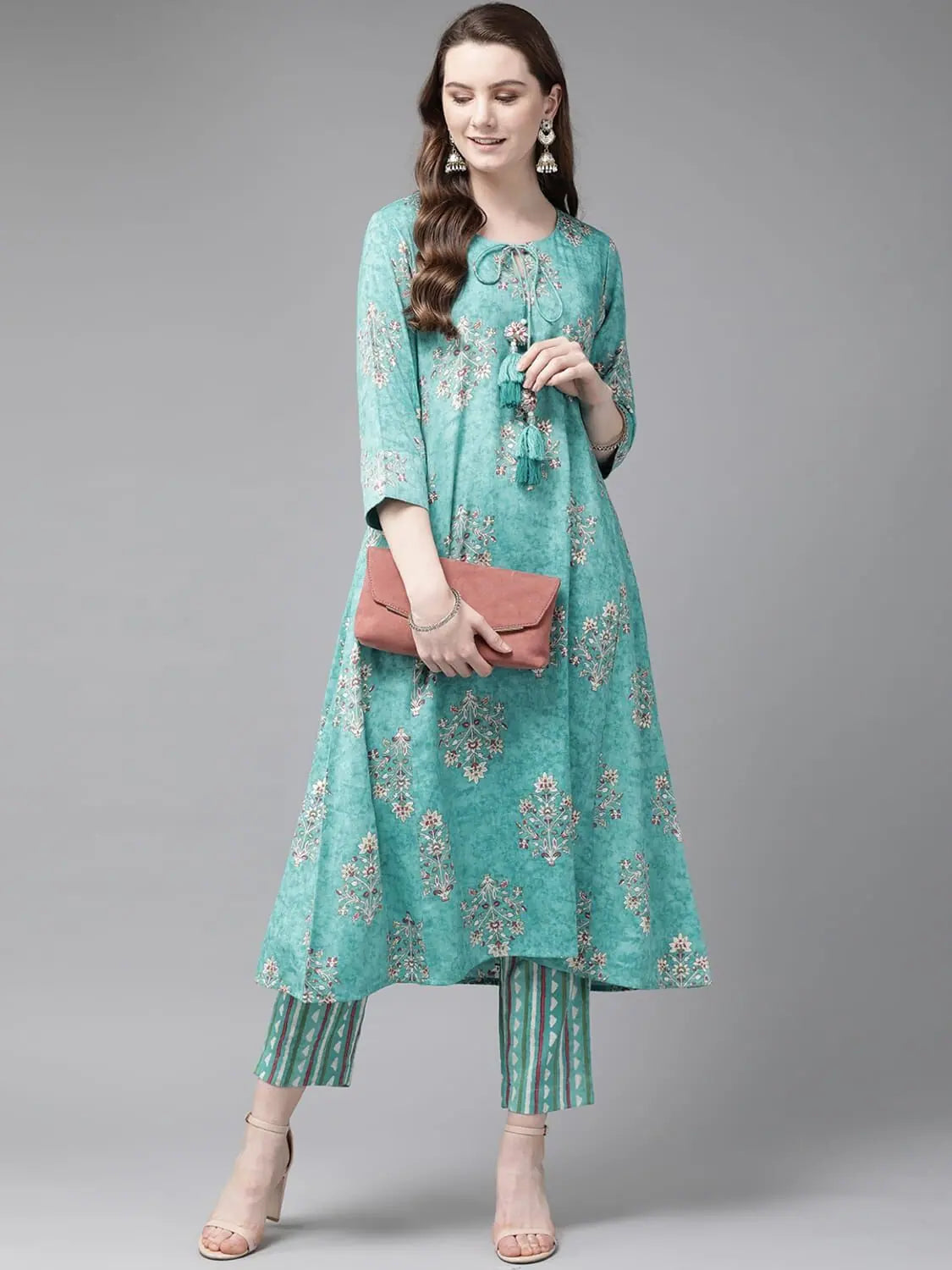 Blue Printed Kurta Set - Stylish Indian Kurta for Women