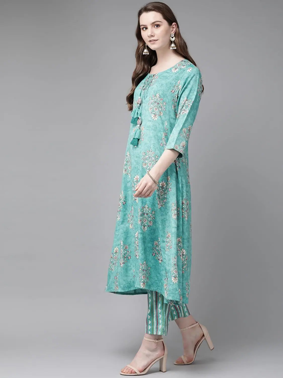 Blue Printed Kurta Set - Stylish Indian Kurta for Women
