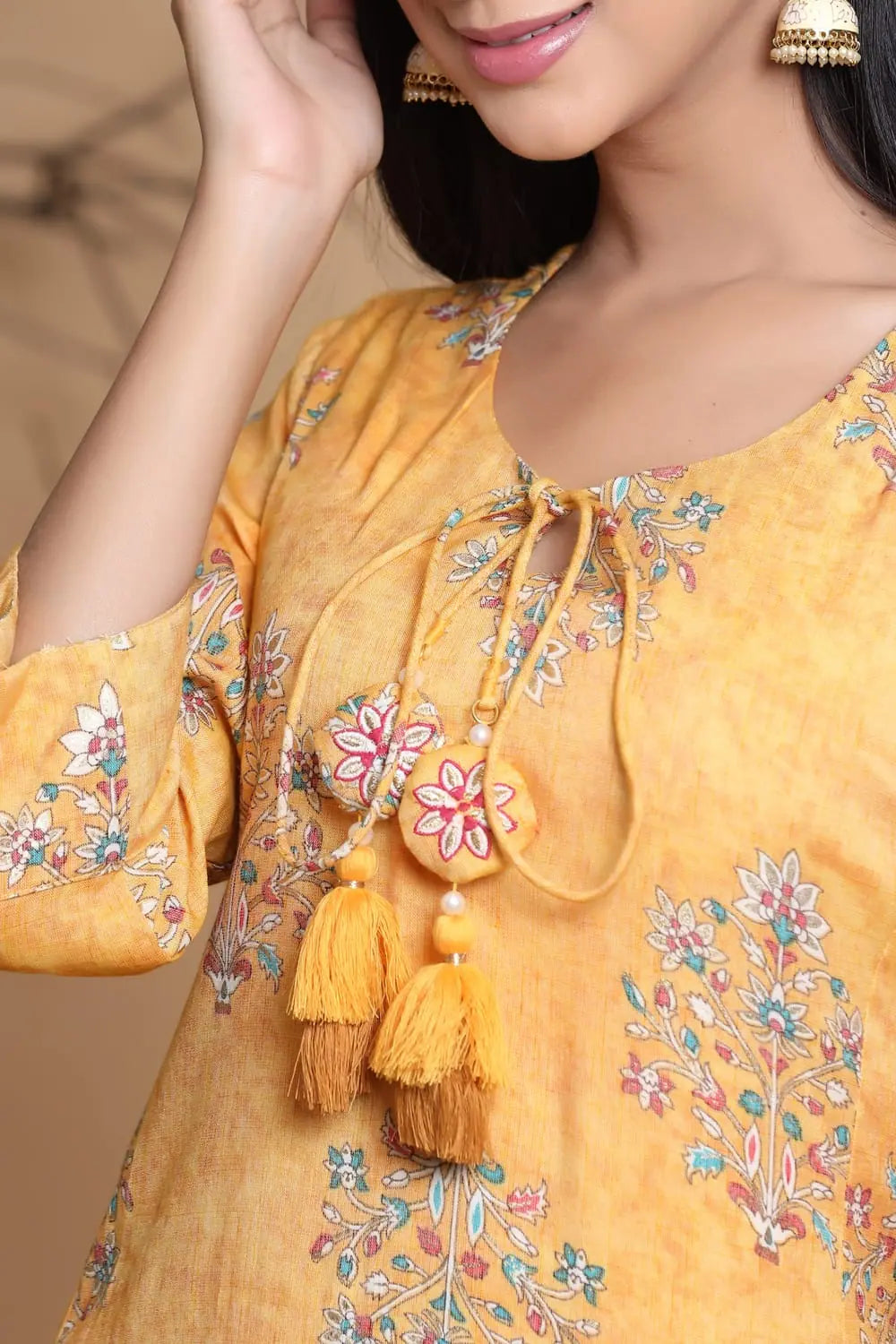 Asymmetric Printed Kurta Pant Set With Mask | Indian Kurtas