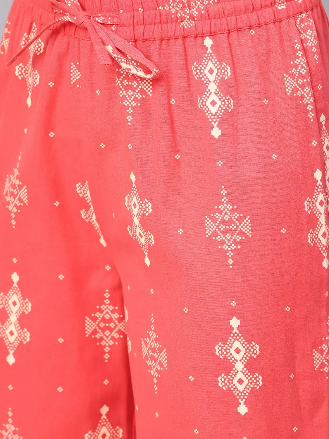 Coral Rayon Kurta Palazzo Set - Printed Women's Fashion