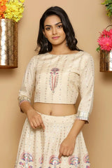 Ivory Shantoon Printed Lehenga Choli Set
