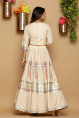 Ivory Shantoon Printed Lehenga Choli Set