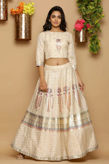 Ivory Shantoon Printed Lehenga Choli Set