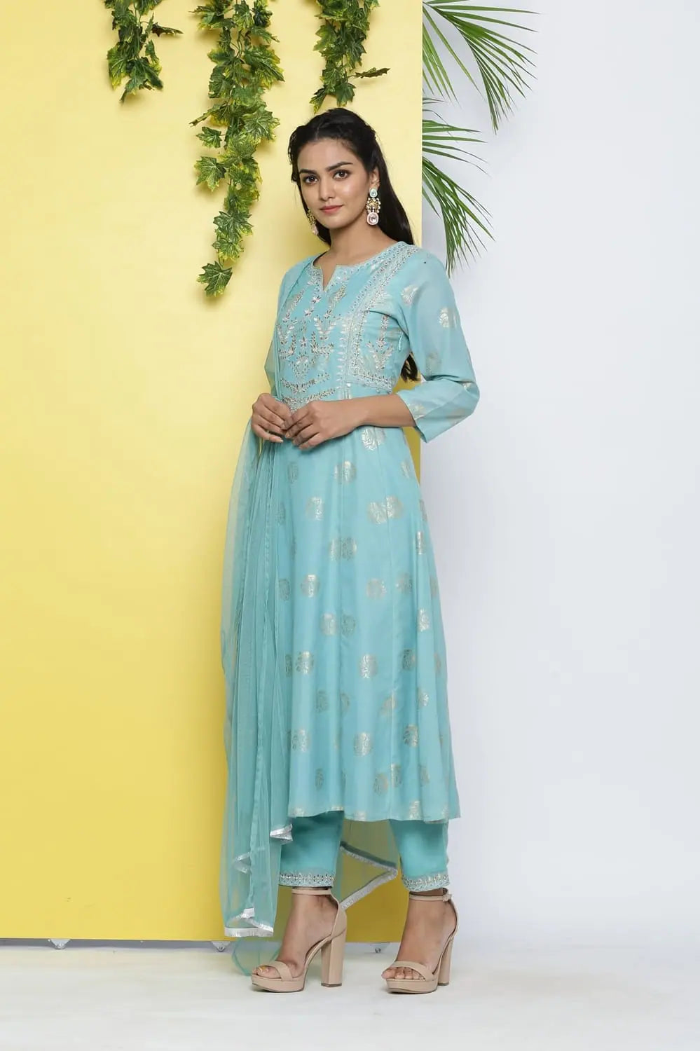 Mint Printed Kurta Set - Stylish Indian Kurta for Women