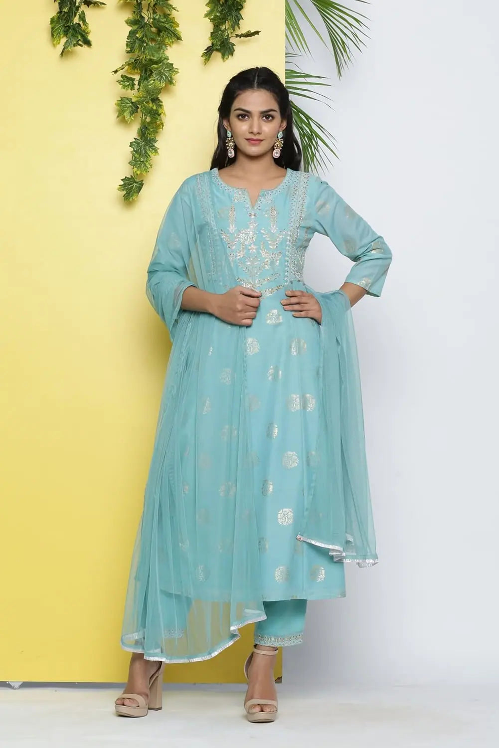 Mint Printed Kurta Set - Stylish Indian Kurta for Women