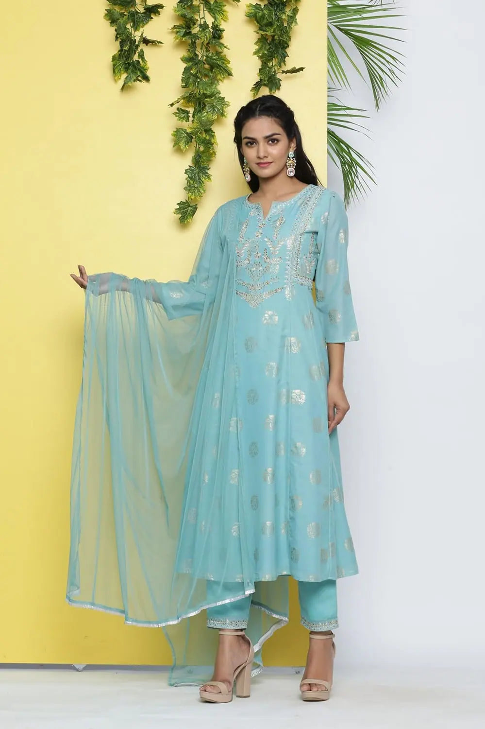 Mint Printed Kurta Set - Stylish Indian Kurta for Women