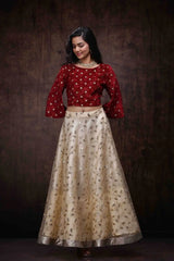 Gold Net Embellished Lehenga Choli Set