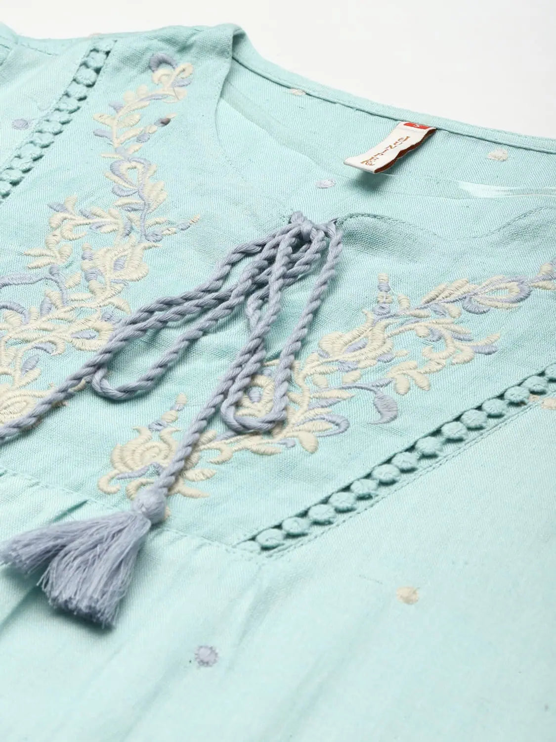 Mint Rayon Crepe Self Design Straight Top